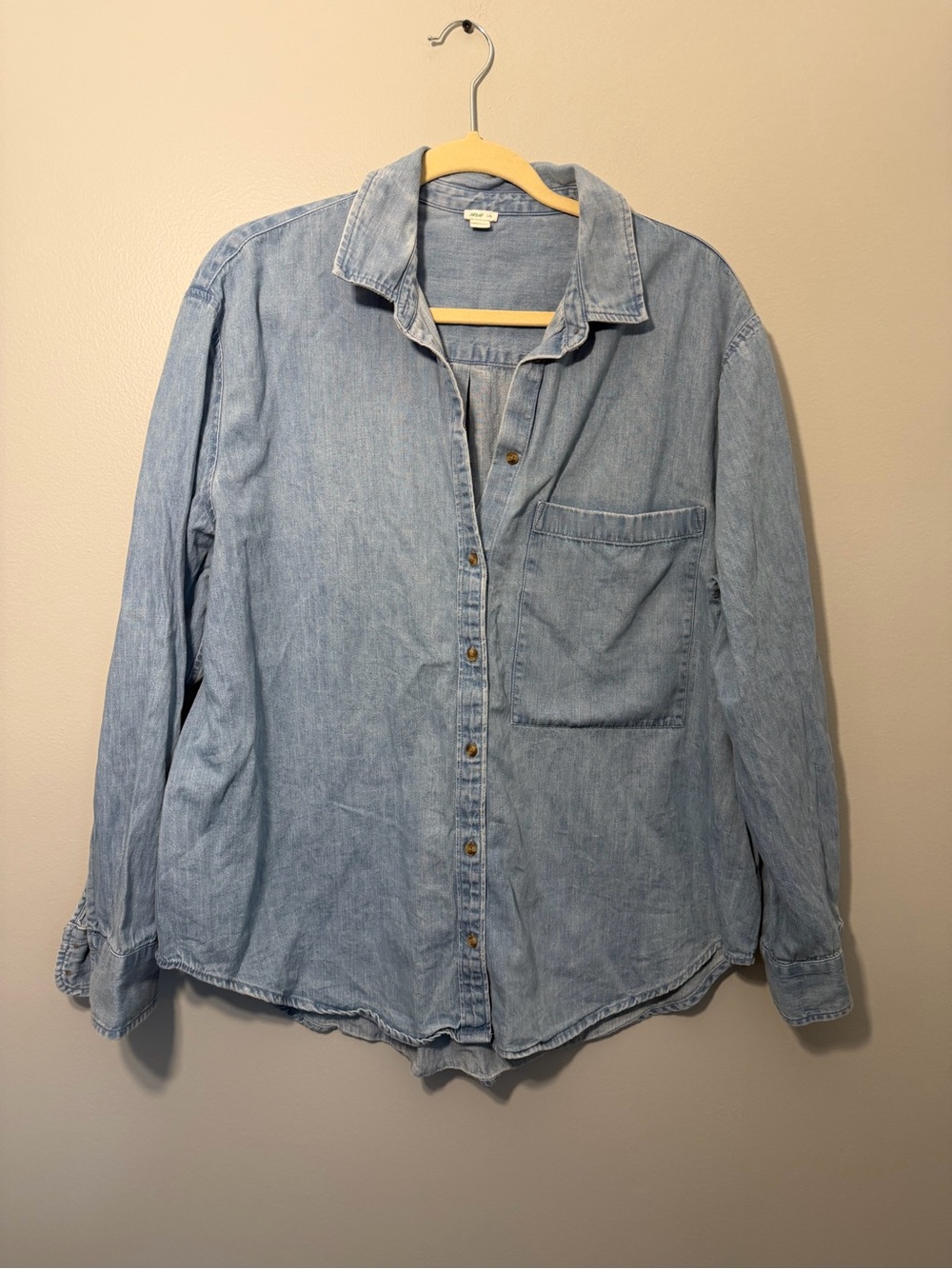 aerie Light Wash Denim Button-Up Shirt